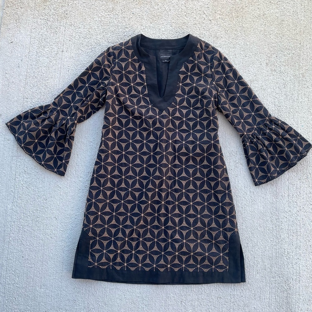 Anna Sui x Anthropologie Embroidered Boho Dress Size 6 Bell Sleeve Y2K